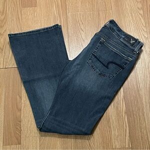 American Eagle Women’s 2 (27x30) Kick Boot Jeans Dark Blue Western Denim Cowgirl